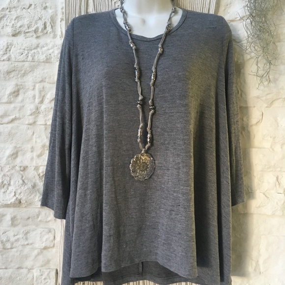 Lush Tops - Lush Grey long Sleeved Knit top with back detail